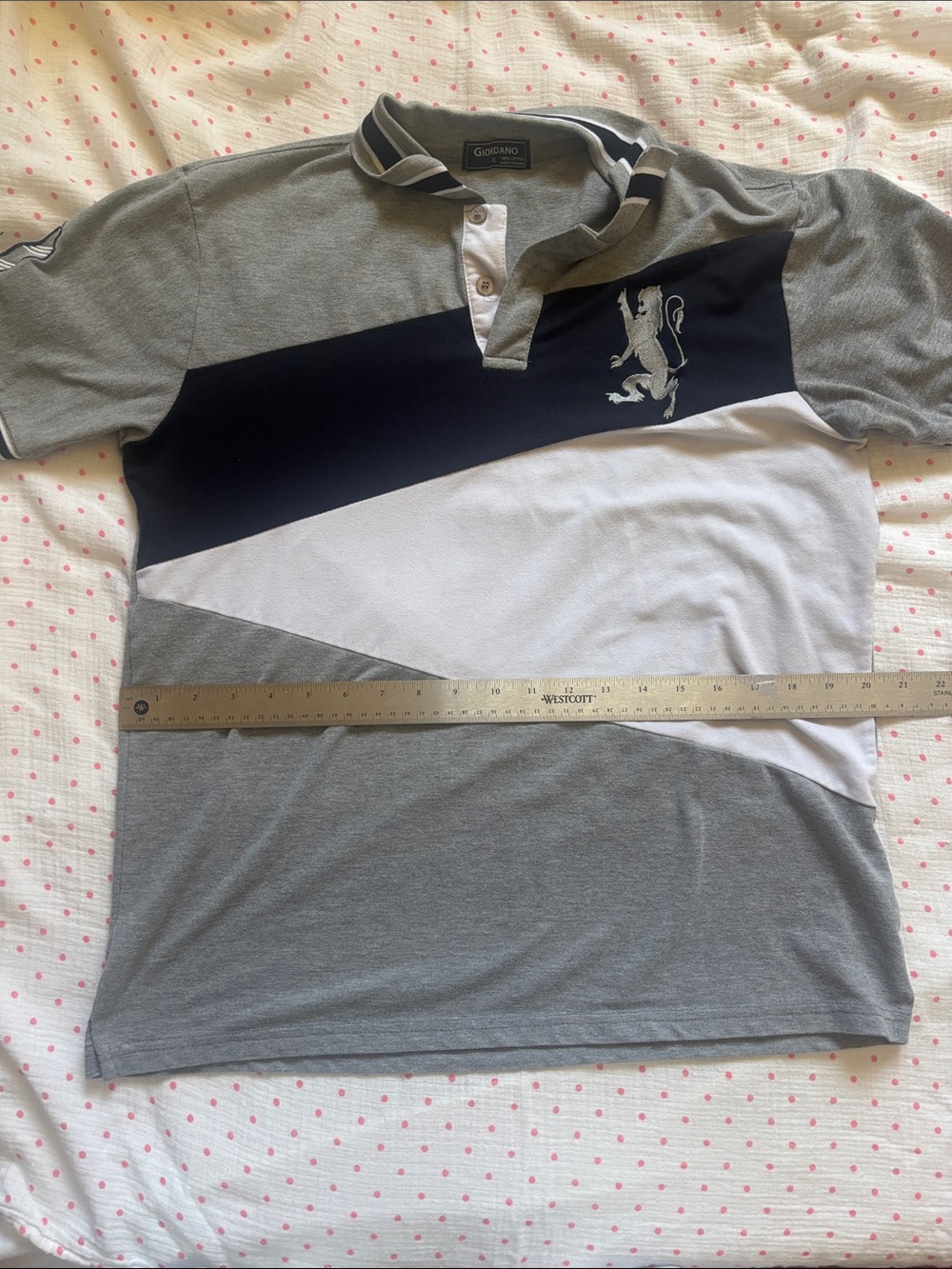 Giordano Men’s Short Sleeve Polo Shirt - Grey/Navy/White